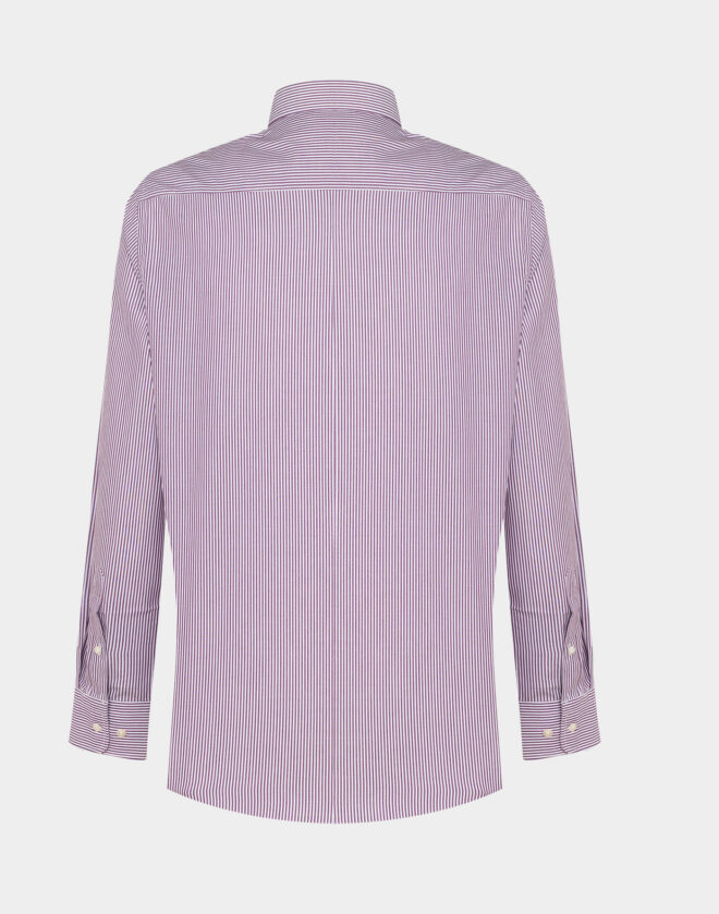 Camicia bordeaux con riga diagonale in Twill di cotone Regular Fit