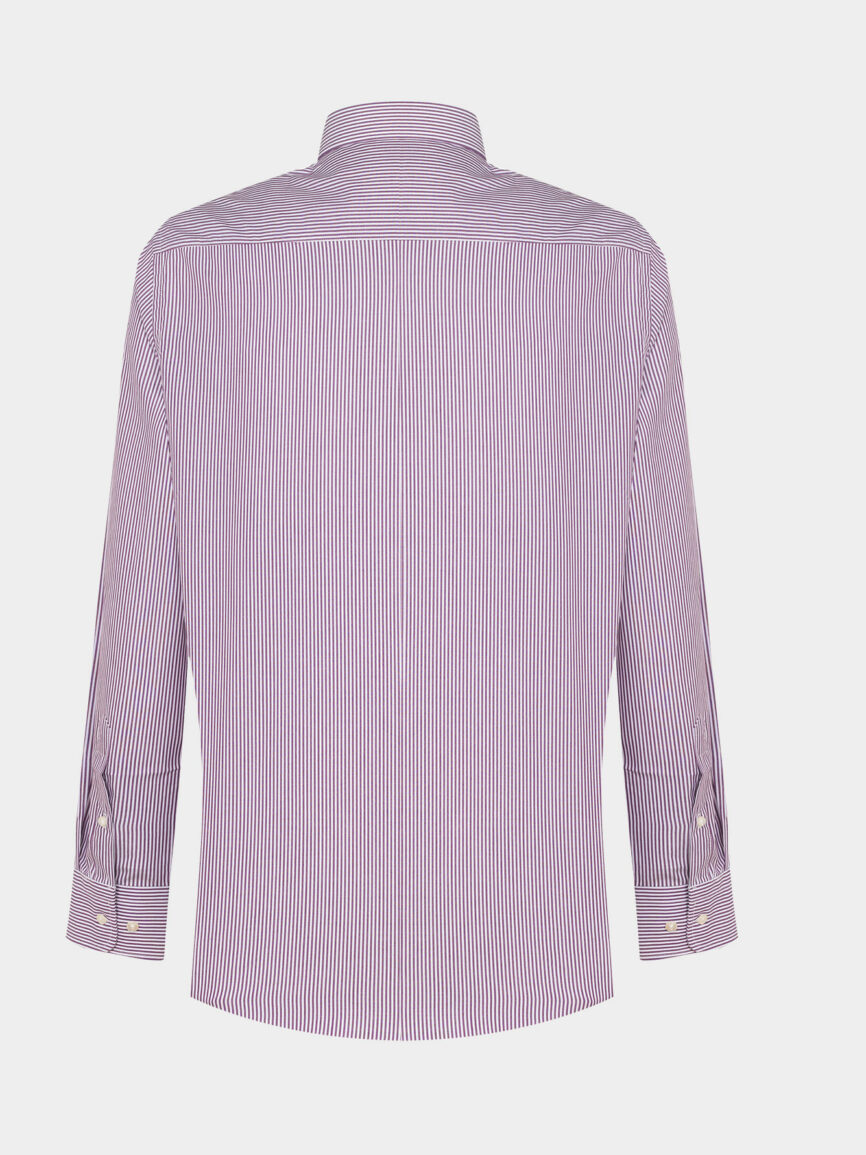 Camicia bordeaux con riga diagonale in Twill di cotone Regular Fit