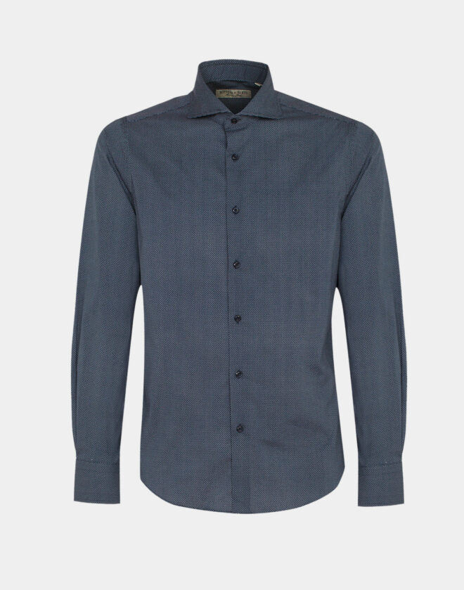 Camicia Blu a fantasia in cotone Elasticizzato Super Slim Fit