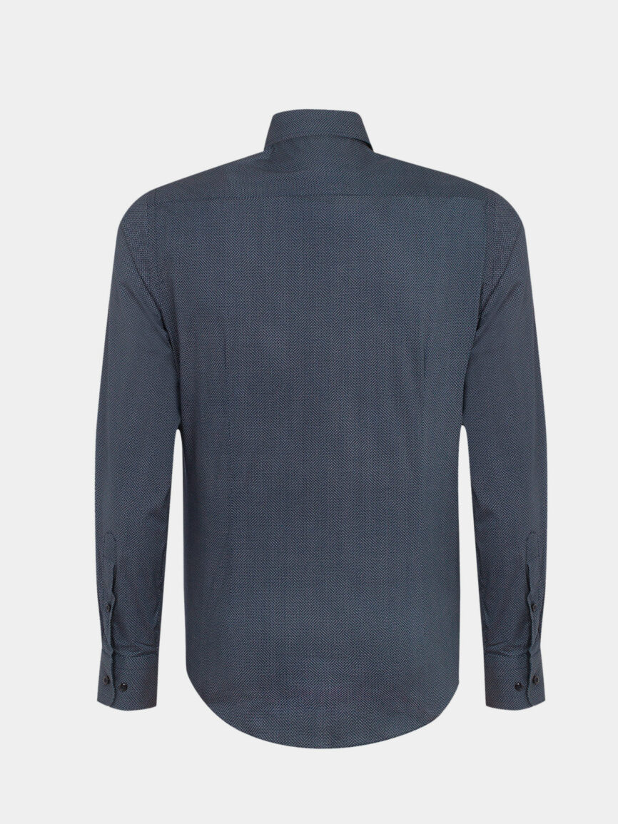 Blue Printed Super Slim fit Cotton Stretch Shirt