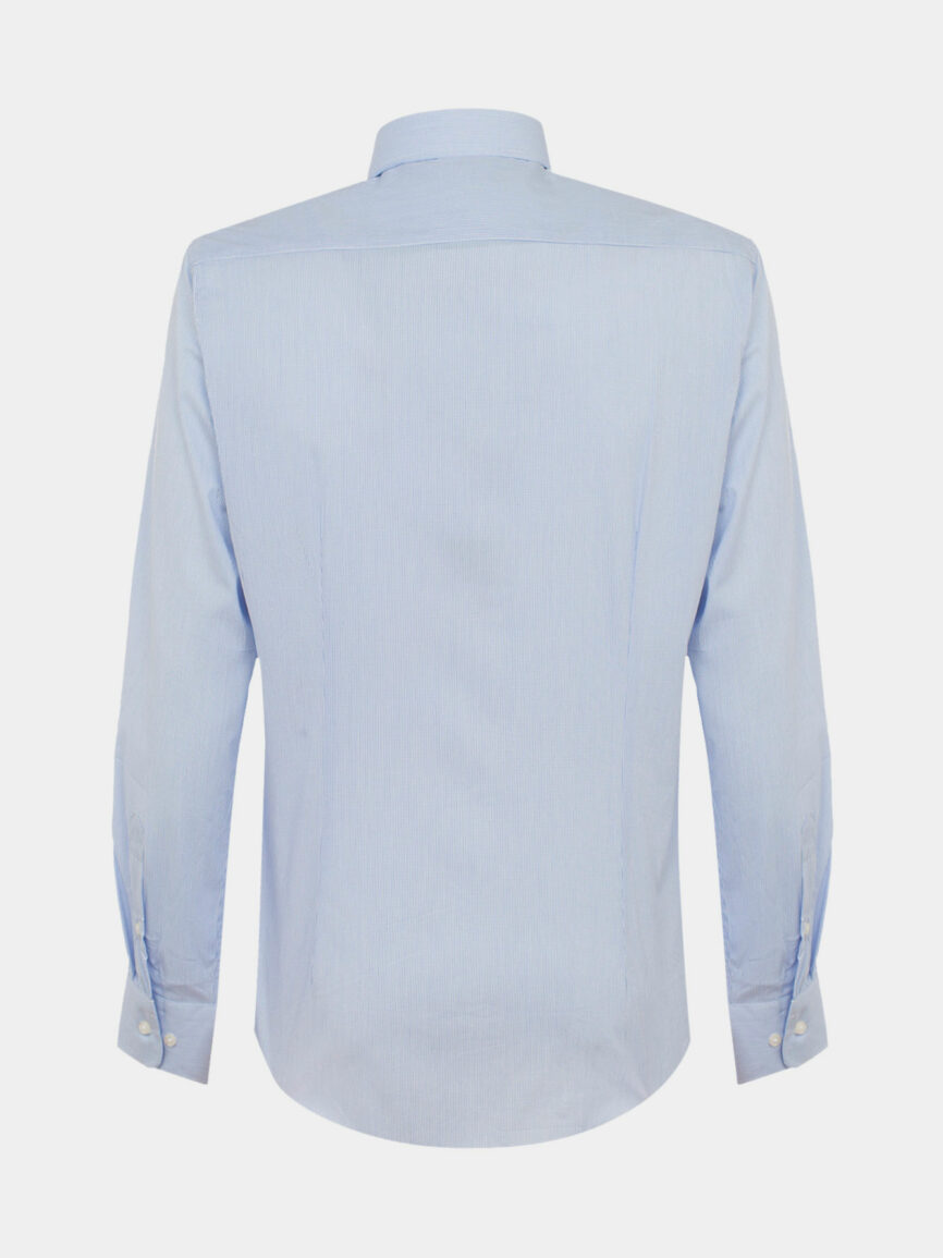 Light blue checkered Cotton Twill Stretch Slim Fit Shirt