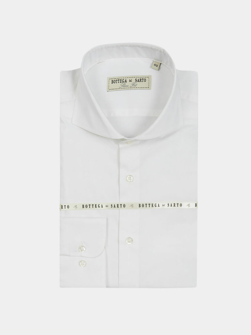 White Super Slim Fit cotton stretch popling shirt