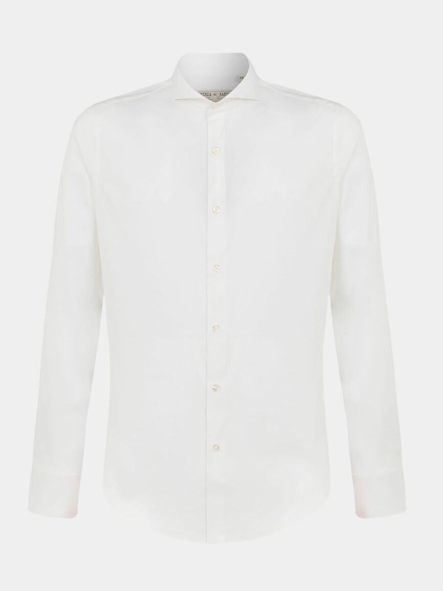 Camicia Bianca In Popeline di cotone Elasticizzato Super Slim Fit