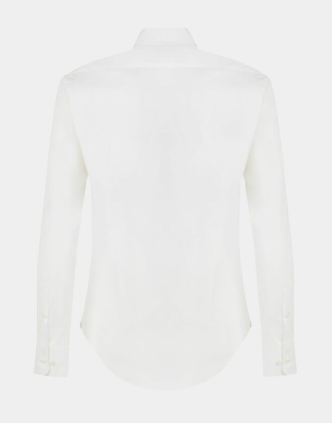 Camicia Bianca In Popeline di cotone Elasticizzato Super Slim Fit