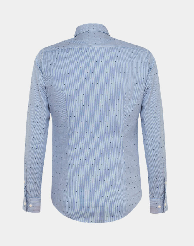 Light blue printed cotton Super Slim Fit stretch shirt